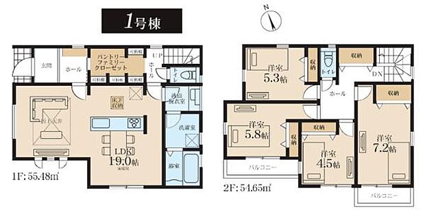 《間取り》■どこにいても心地よい明るい光に満ちた住まい。笑顔があふれるのびやかな暮らしのスタートです。