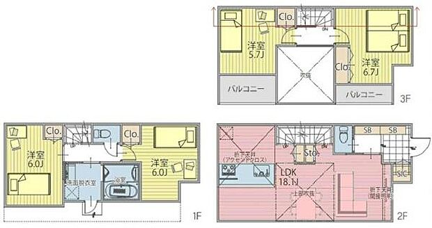 建物プラン例参考価格:1650万円(税込) 建物面積:98.73平米 構造:木造3階建て