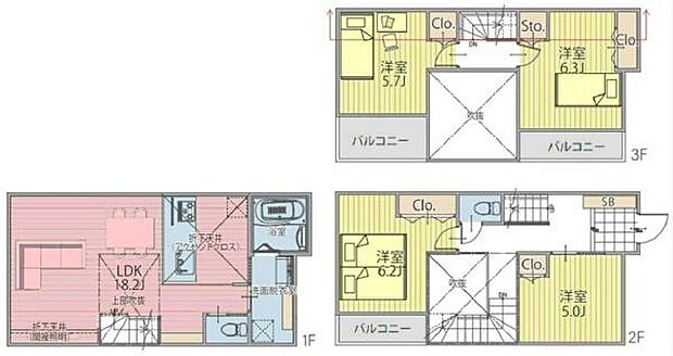 建物プラン例参考価格:1705万円(税込) 建物面積:101.32平米 構造:木造3階建て