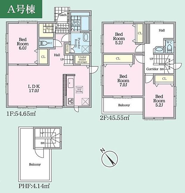 《間取り》　リビング中心の新生活。光を取り入れる明るく開放的な設計で居心地の良い時間を演出します。ルーフバルコニー標準装備の家。