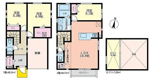 《間取り》 リビング中心の新生活。光を取り入れる明るく開放的な設計で居心地の良い時間を演出します。