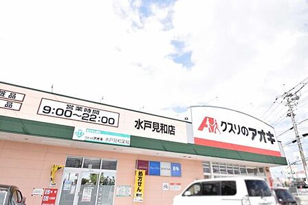 クスリのアオキ水戸見和店まで500m、薬や日用品・食料まで揃うドラッグストア。