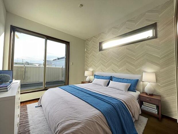 二面彩光を取り入れたお部屋。5.5帖（家具はCG合成です）