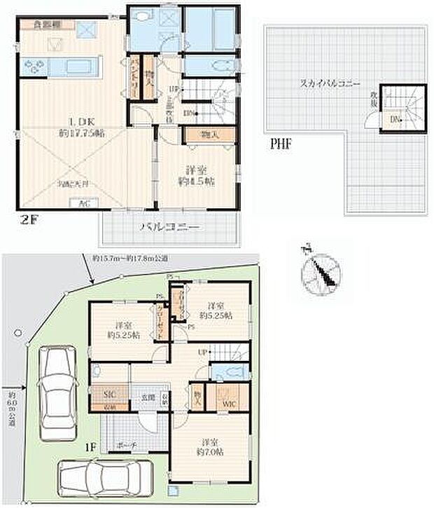 4LDKの暮らしやすい間取り。各居室に収納を完備しております。