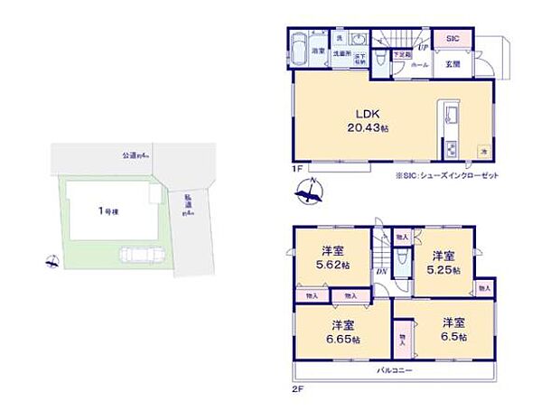 4LDKの暮らしやすい間取り。各居室に収納を完備しております。