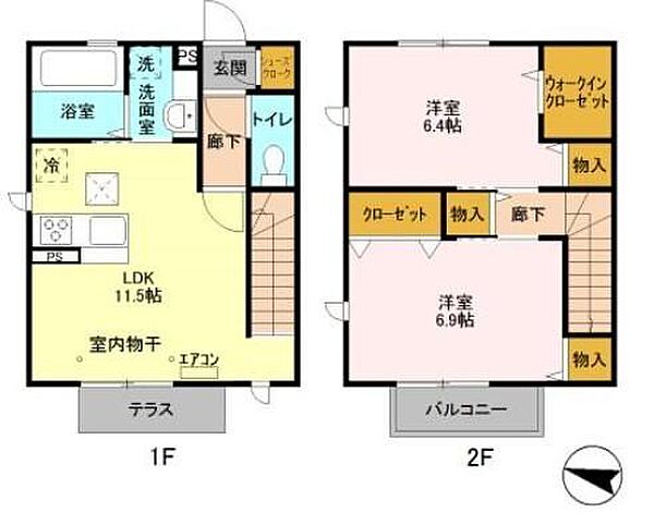 グレイスヒル 2 101｜千葉県柏市岩井(賃貸アパート2LDK・1階・64.76㎡)の写真 その2