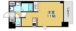 プレサンス大阪城公園ネクサス ワンルームの間取図画像