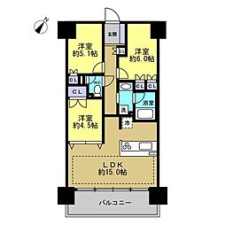 シャルマンフジスマート和歌山城公園 3LDKの間取り
