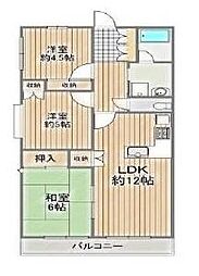 サンライズマンション岩出8 3LDKの間取図画像