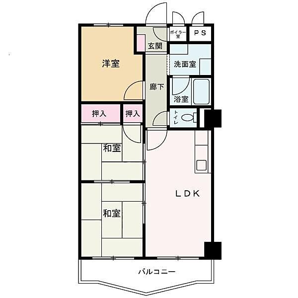 3LDK、専有面積54.82平米