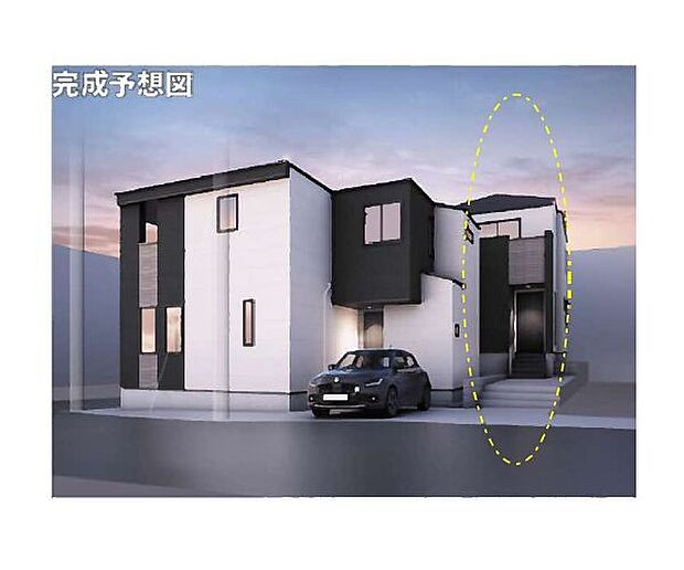 訪れる人の記憶に残るスタイリッシュな邸宅。(パースはイメージのため実際と色柄が異なる場合があります)