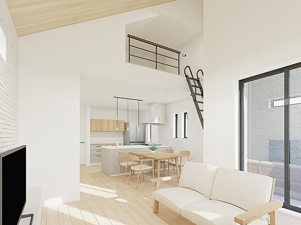 溢れる光をたっぷり取り込んだリビングダイニング。(家具・家電・装飾品はCG画像です)