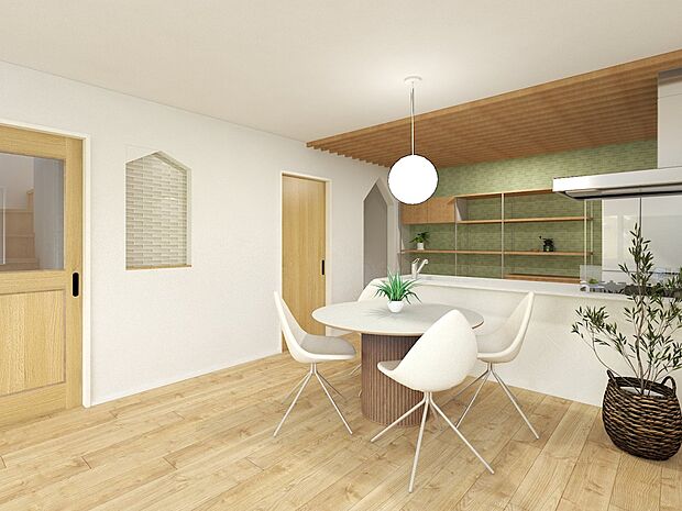 溢れる光をたっぷり取り込んだリビングダイニング。（家具・家電・装飾品はCG画像）