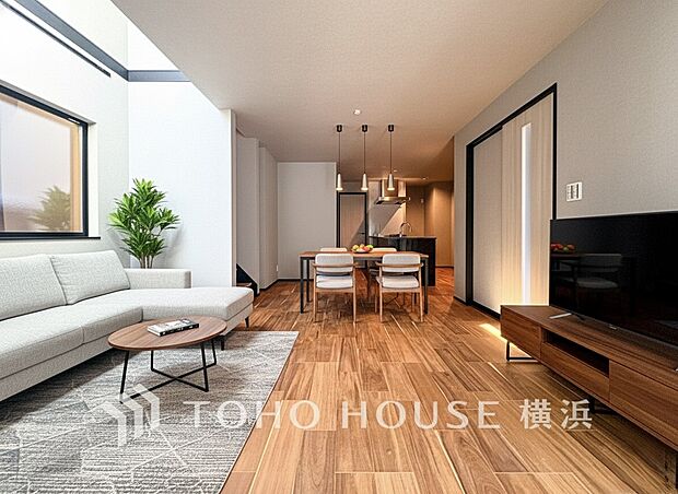 寛ぎとコミュニケーションを育む居心地のよい場所。（家具・装飾品はAI加工です）