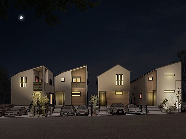 外観パース。(パースはイメージのため実際と色柄が異なる場合があります)