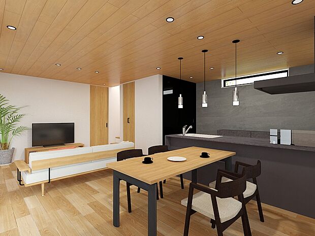 リビングダイニング。(パースはイメージのため実際と色柄が異なる場合があります)