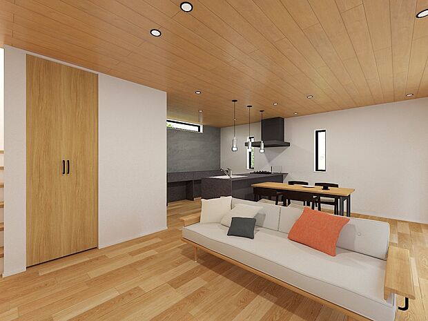 リビング。(パースはイメージのため実際と色柄が異なる場合があります)