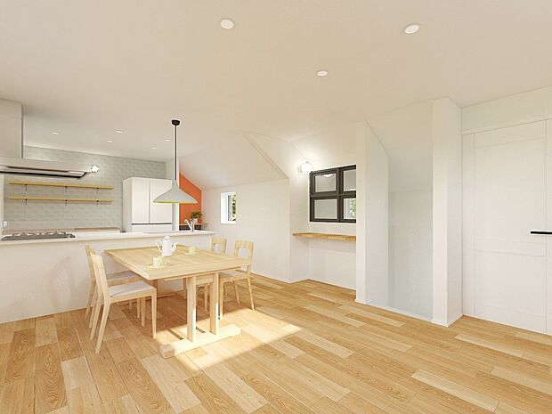 リビング。（パースはイメージのため実際と色柄が異なる場合があります）