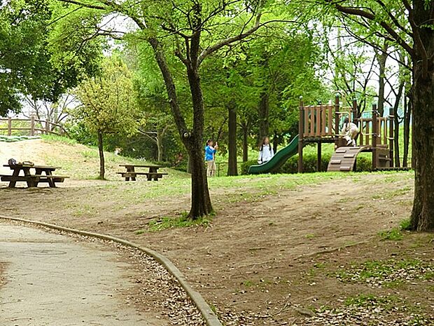 赤田西公園　650m　慶應義塾横浜初等部に隣接する穏やかな公園。園内には「赤田2号墳」という古墳が再現されています。 