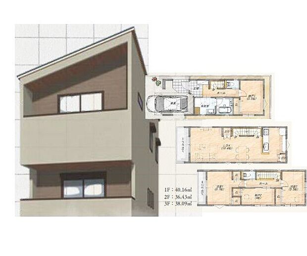 訪れる人の記憶に残るスタイリッシュな邸宅。（パースはイメージのため実際と色柄が異なる場合があります）