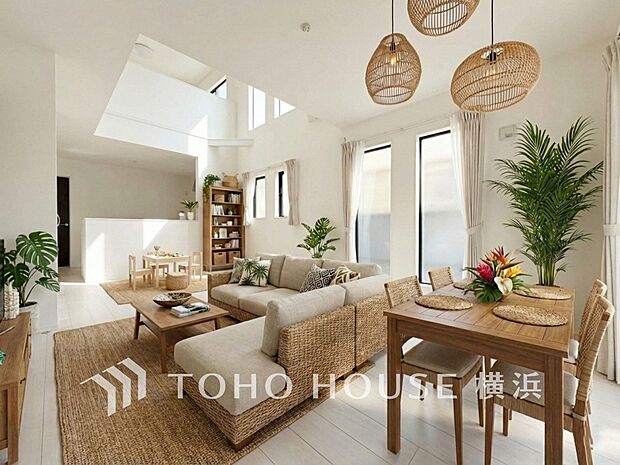 寛ぎとコミュニケーションを育む居心地のよい場所。（家具・装飾品はAI加工です）