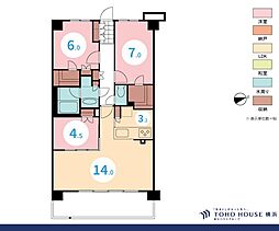 レーベン横浜山手ONEWARDCOURT 3LDKの間取図画像