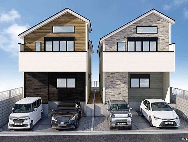 訪れる人の記憶に残るスタイリッシュな邸宅。（パースはイメージのため実際と色柄が異なる場合があります）