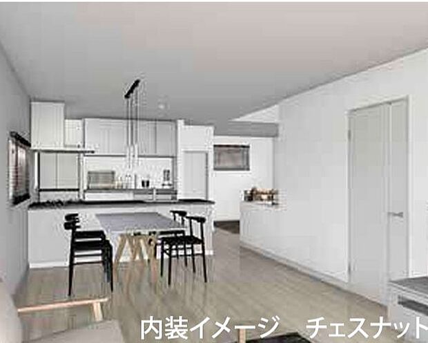 リビング。（パースはイメージのため実際と色柄が異なる場合があります）