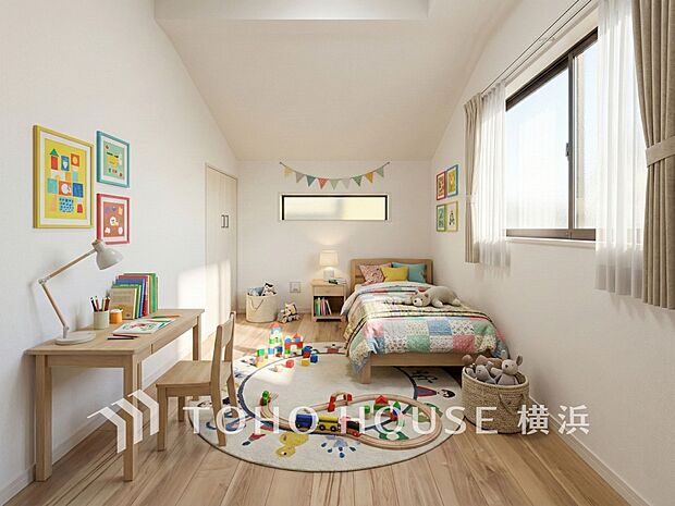 子供部屋や書斎にちょうどよい広さになっています。 家具はAI加工)