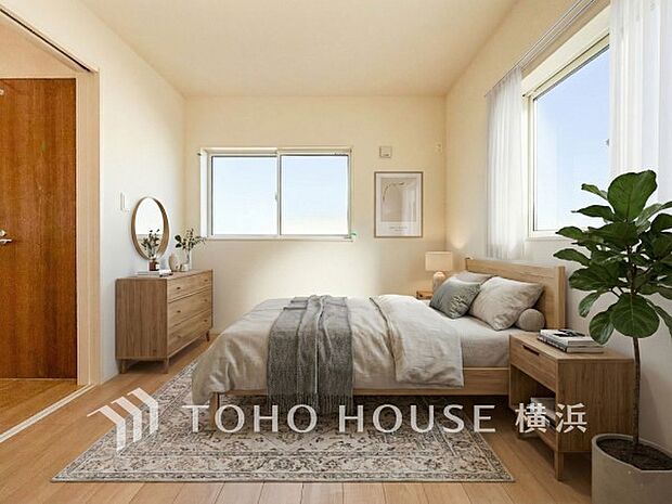 通風・採光にも優れ、プライベートな自分時間を快適に過ごせるお部屋。（家具・装飾品はAI加工です）