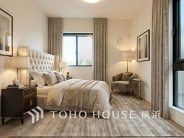 穏やかな寛ぎを届ける上質仕様のゆとりあるお部屋。（家具はAI加工です）