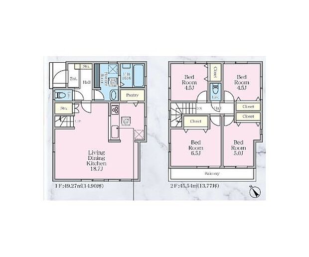 4LDK　建物面積94.81m2　土地面積99.59m2