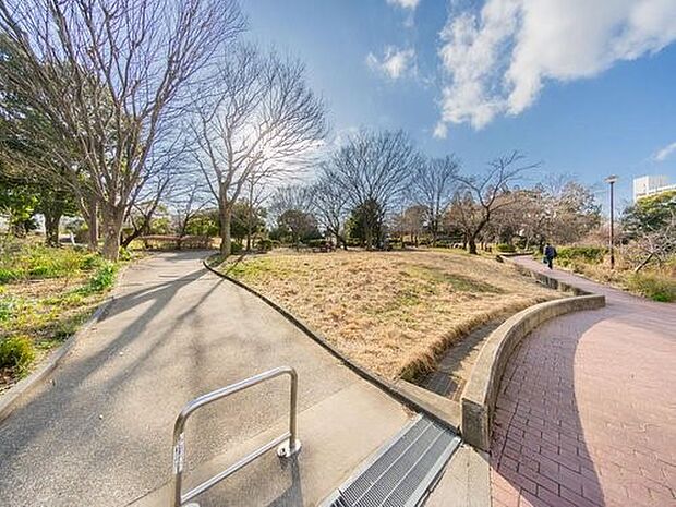 野庭中央公園　280m　ボール遊びなどができる広場、中型の遊具もあり、夏季開催の市営プールも併設しています。   