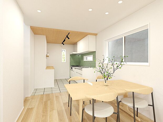 リビングダイニング。(パースはイメージのため実際と色柄が異なる場合があります)