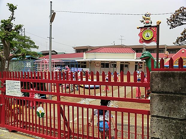 しらぎく幼稚園　1000m　園庭に遊具がたくさんあります。遠出の行事も多く読み書きにも力を入れているので入学準備ができます。 