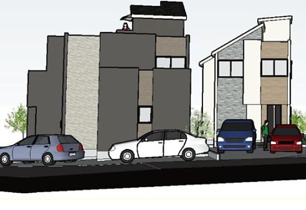 訪れる人の記憶に残るスタイリッシュな邸宅。（パースはイメージのため実際と色柄が異なる場合があります）