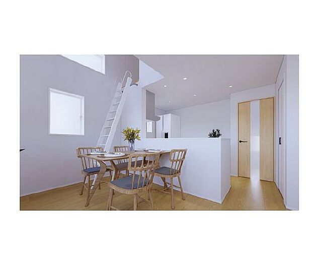 リビング。（パースはイメージのため実際と色柄が異なる場合があります）