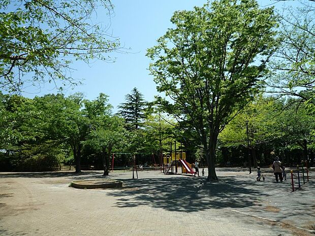 綱島公園 900m プールやこどもログハウスのある緑豊かな公園です。広場全体が木々に囲まれ街の喧騒を感じない静かさです。