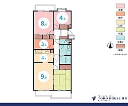 あおば山の手台ヴェルディール奈良4号棟 3SLDKの間取図画像
