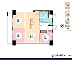 ネオキャッスル野毛 2LDKの間取図画像