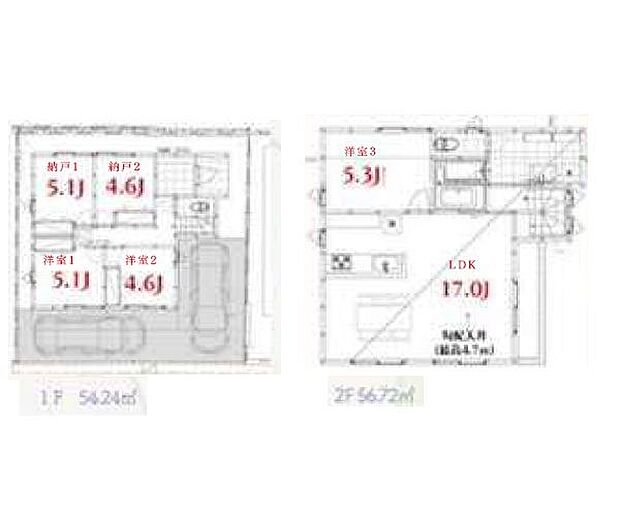 5LDK 建物面積110.96m2 土地面積107.06m2