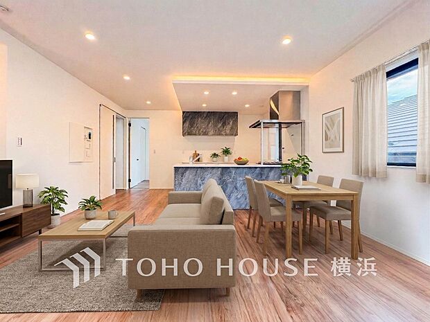 寛ぎとコミュニケーションを育む居心地のよい場所。(家具・家電・装飾品はAI画像です)