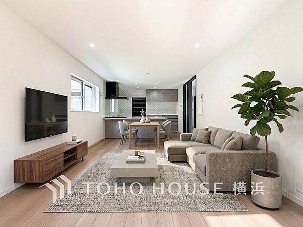 家族と過ごす時間を大切にしたい方にぴったりの明るくゆとりある住空間です。(家具はAI加工です)
