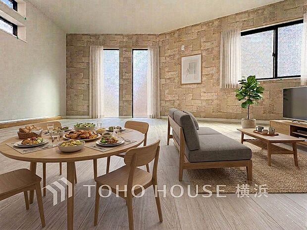 あたたかい日差しがたっぷり降り注ぐLDKは自然と家族の顔があかるい笑顔に。