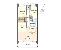 ライオンズたまプラーザ美しが丘テラス 3LDKの間取図画像