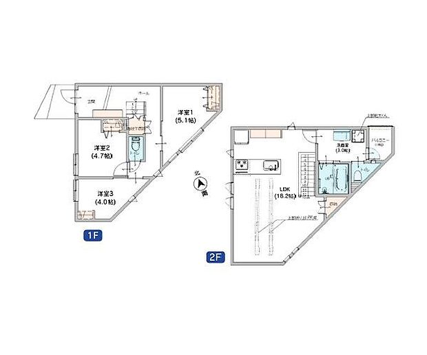 3LDK　建物84.25ｍ2　土地面積129.58ｍ2