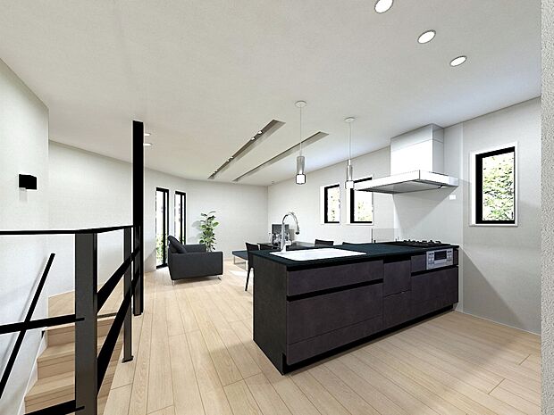 キッチン。(パースはイメージのため実際と色柄が異なる場合があります)