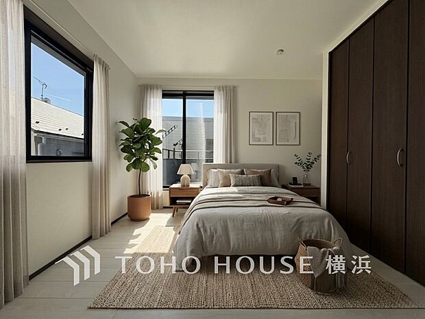 穏やかな寛ぎを届ける上質仕様のお部屋。（家具・装飾品はＡＩ加工です）