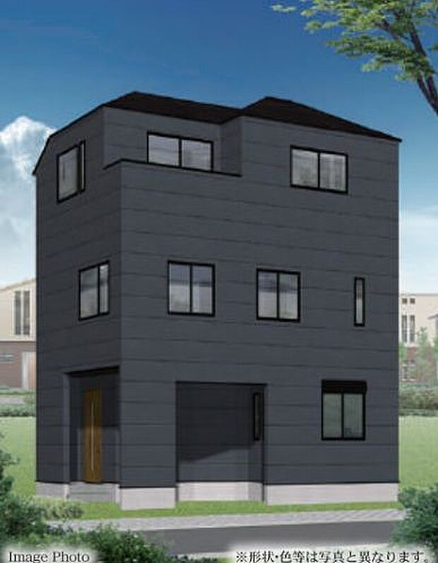 訪れる人の記憶に残るスタイリッシュな邸宅。（パースはイメージのため実際と色柄が異なる場合があります）