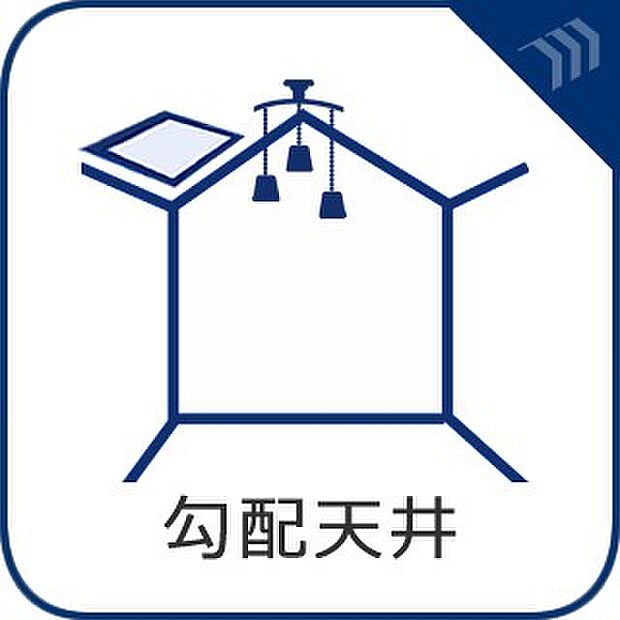 【勾配天井】　憧れの勾配天井を、最強の構造で叶える。面で支える強固な工法に、地震を熱に変えるマモリーを搭載。